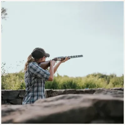 Woman at shooting range